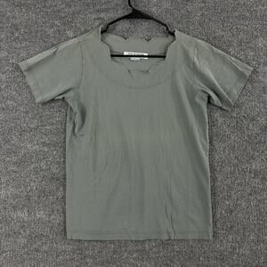 Comme Des Garcons Shirt Medium Scalloped Neck Green Cotton Basic Tee Casual